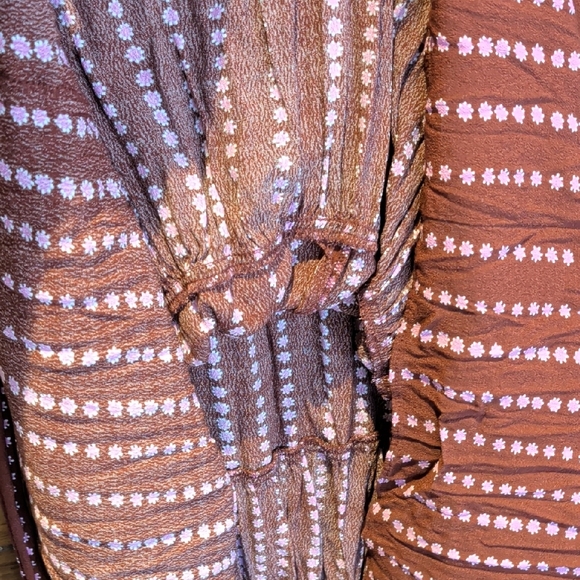 Ann Taylor Sleeveless Burgundy Maxi Dress with Pink Dot Stripes - Picture 4 of 6